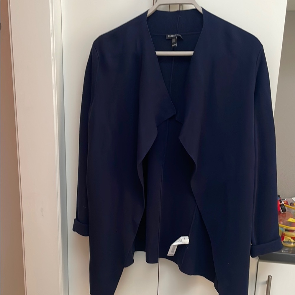 Women's Navy Jacket sweater silk open
